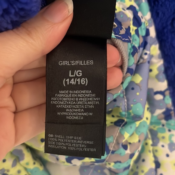 Girls The north face reversible blue splattered jacket - Picture 11 of 14